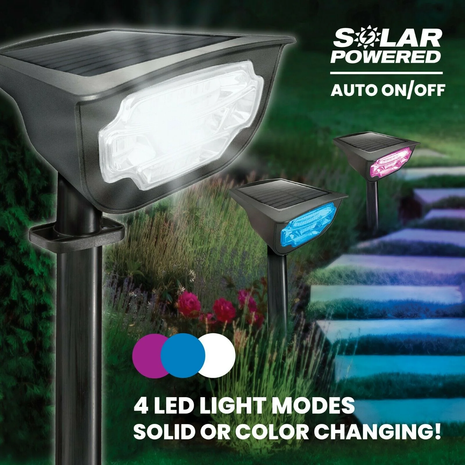 Bell and Howell Solar Lights Outdoor Solar Powered Garden Lights LED Motion Sensor Waterproof Outside Spotlights Patio 2 Pack - Image 4