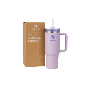 Medelim 40 Oz Insulated Stainless Steel Tumbler, Leak-Proof Lid, Light Purple