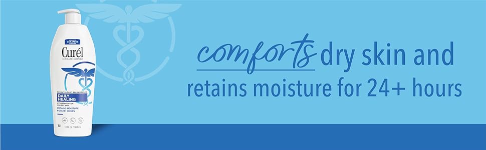Curél Daily Healing Lotion comforts dry skin and retains moisture for 24+ hours