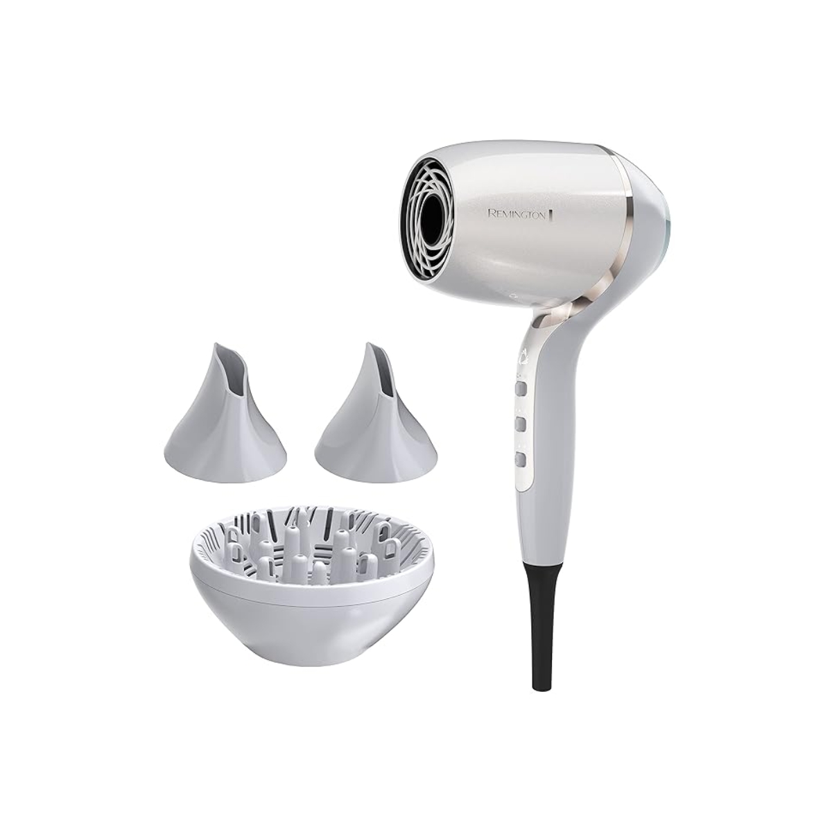 Remington PROLUXE HydraCare Hair Dryer with Diffuser, Pearl White/Gray, 1875 Watts
