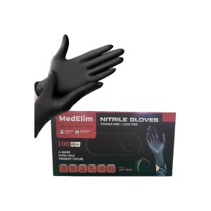 Medelim Disposable Nitrile Industrial Gloves: 5 Mil, Latex & Powder-Free, Black